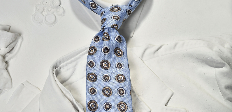 light blue silk tie man