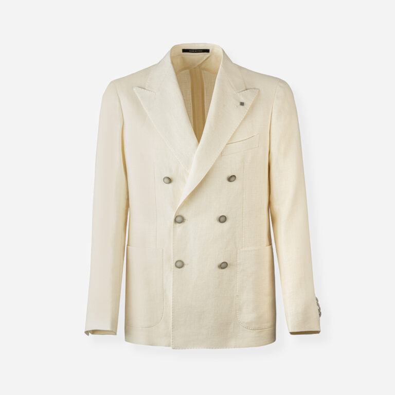 Double-breasted linen and wool jacket